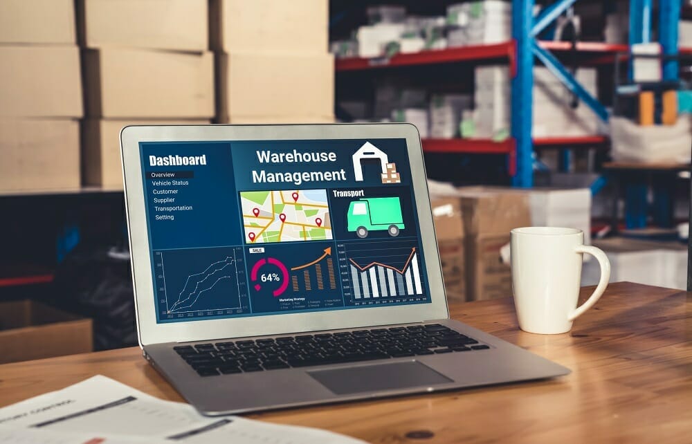 Warehouse management software application in computer for real t