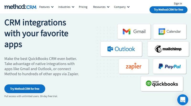 Method:CRM is quickBooks Add On That Simplifies Management.