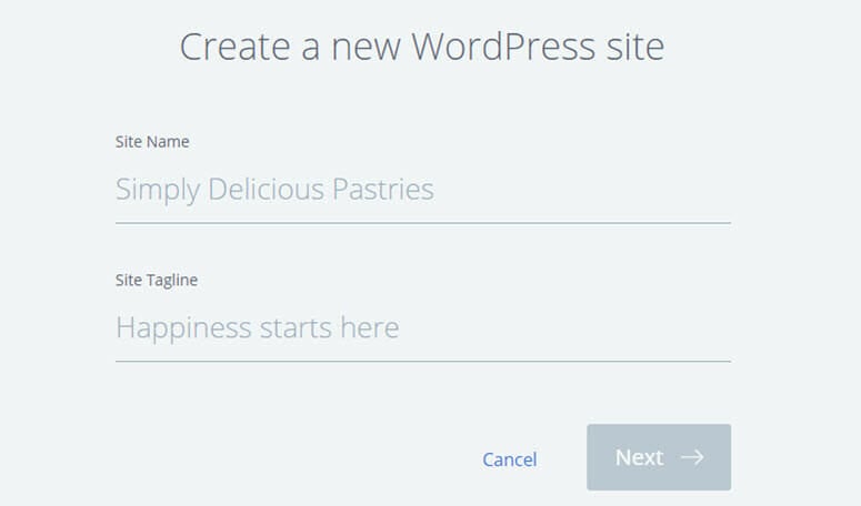 Create a new WordPress site