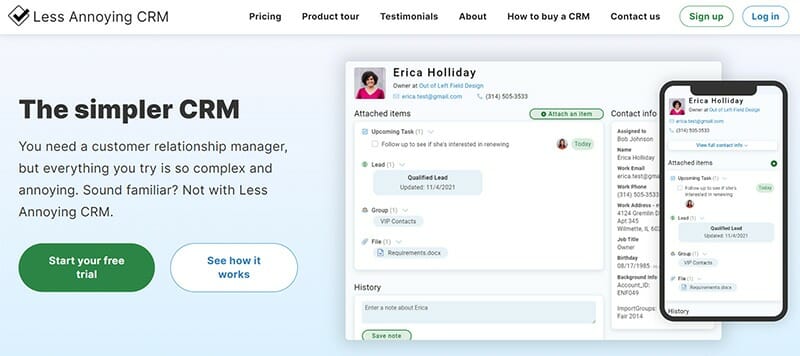 Less Annoying CRM - The simpler CRM