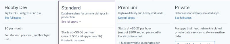 Heroku - Postgres pricing