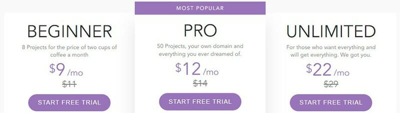 Carbonmade- Pricing Plan