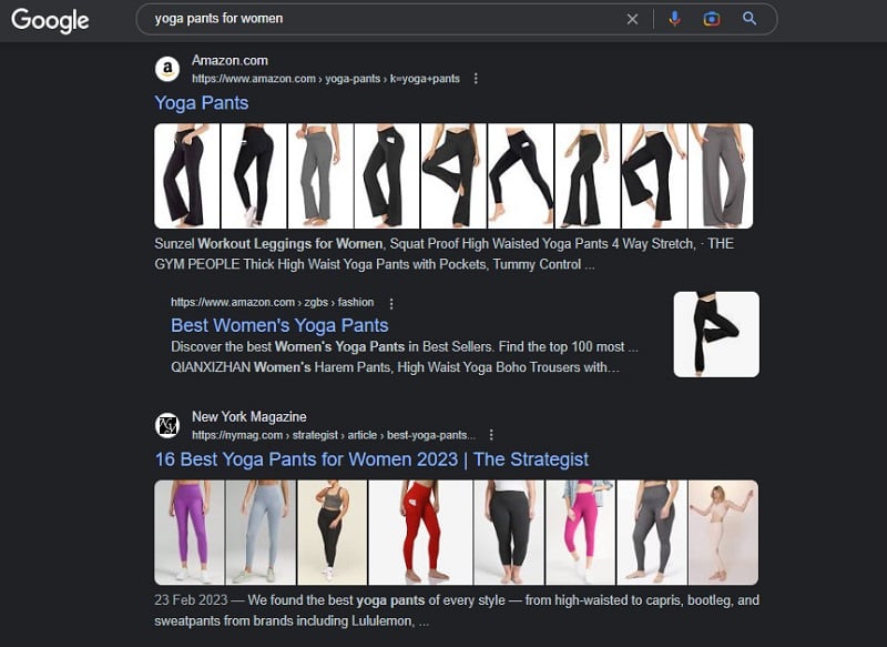 google results for yoga pants for women