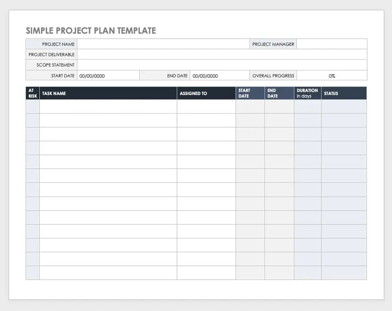 Simple Project Plan Template