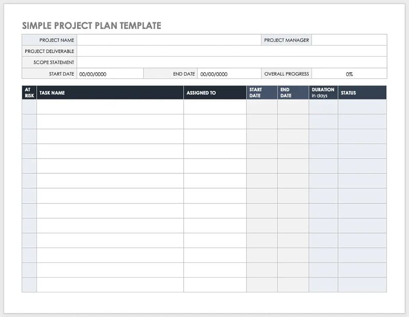 Simple Project Plan Template