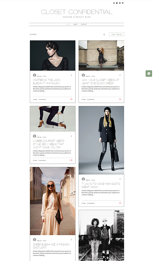 Fashion Blog Website Templates