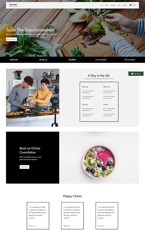 Nutrition Website Templates