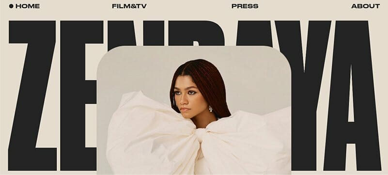 1. Zendaya - Actor Website Example