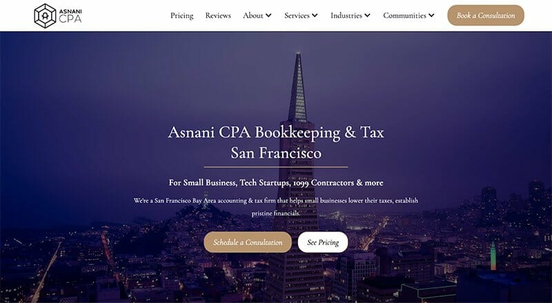 10. Asnani CPA - Accountant Website Example