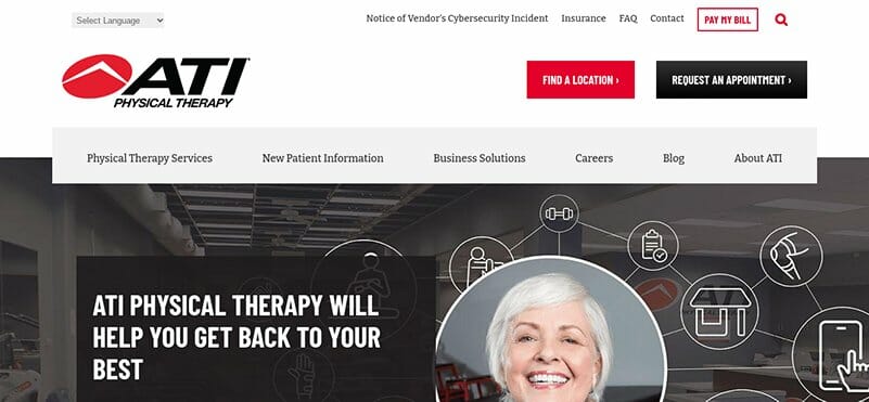 11. ATI Physical Therapy - Therapist Website Example