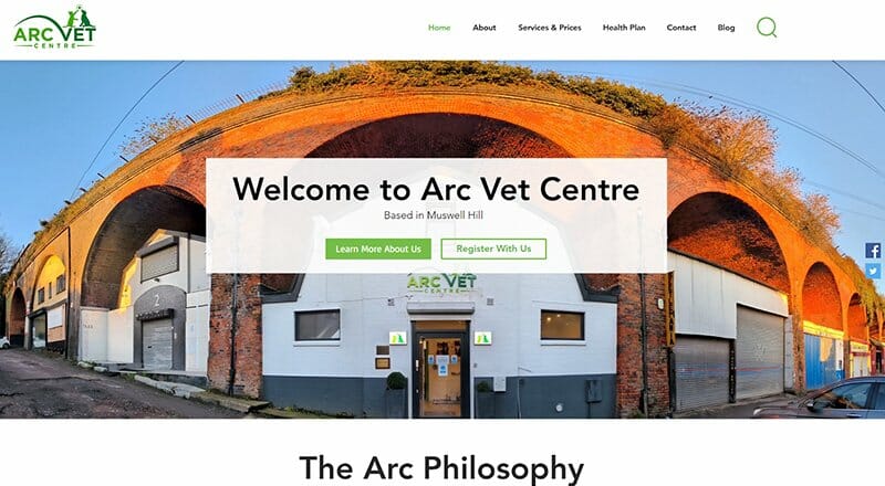 13. Arc Vet Centre - Veterinary Websites Example