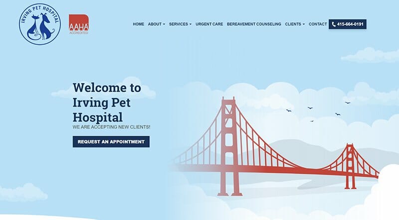 14. Irving Pet Hospital - Veterinary Websites Example