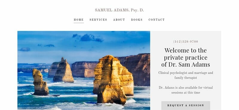 15. Dr. Samuel Adam's Counseling - Therapist Website Example