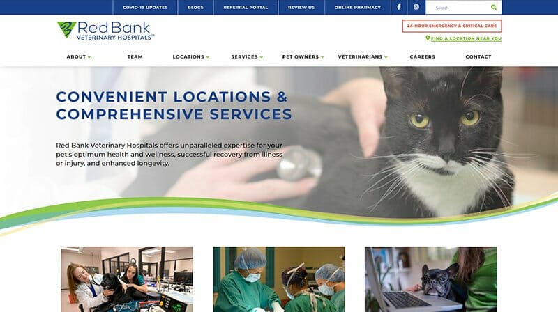 18. Red Bank Veterinary Hospital - Veterinary Websites Example