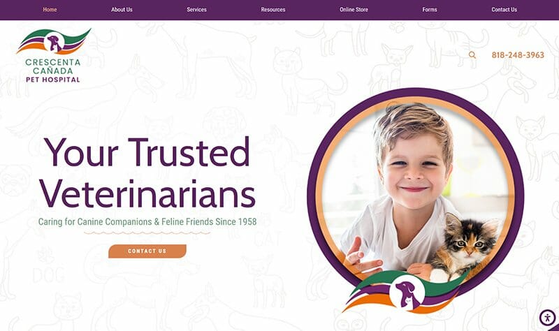 20. Crescenta Canada Pet Hospital - Veterinary Websites Example