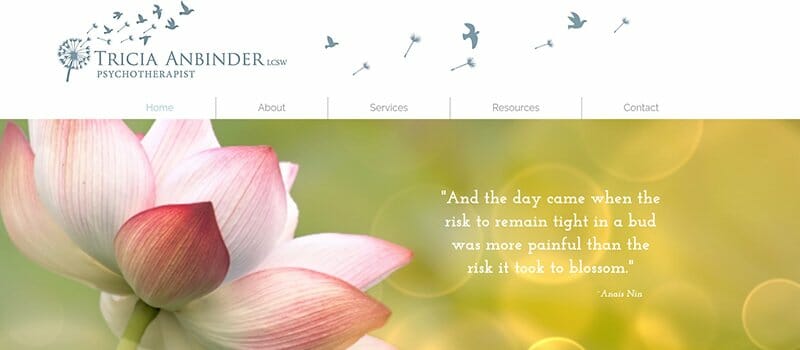 21. Tricia Anbinder - Therapist Website Example