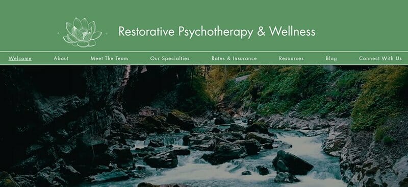 22. Restorative Psychotherapy and Wellness - Therapist Website Example