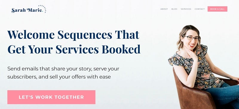 23. Sarah Marie - Writer Website example