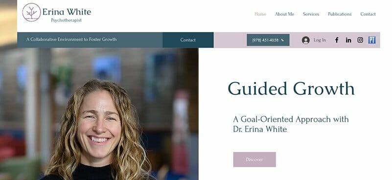 25. Erina White - Therapist Website Example