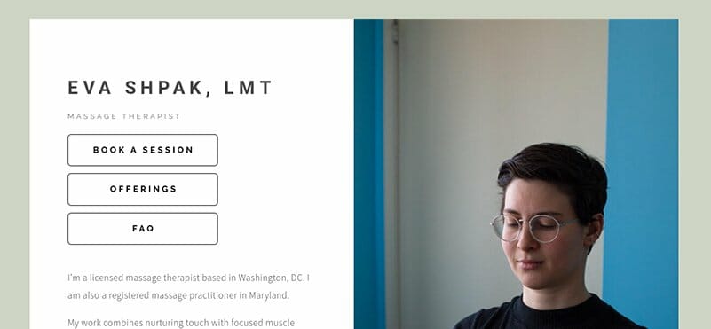 26. Eva Body Work - Therapist Website Example