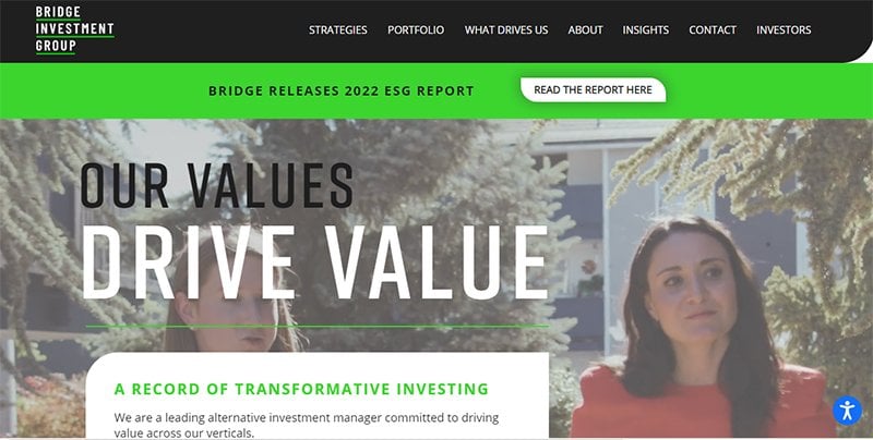 3. Bridge Investment Group - Consulting Website Example