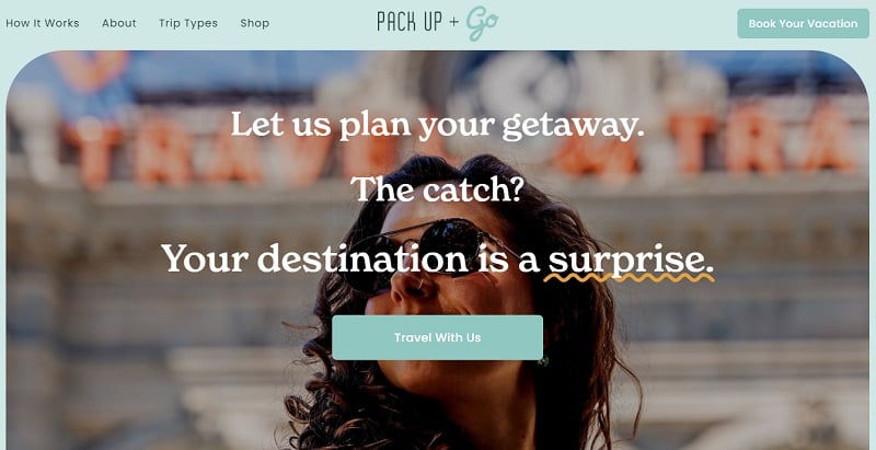 3. Pack Up + Go - Travel Website example