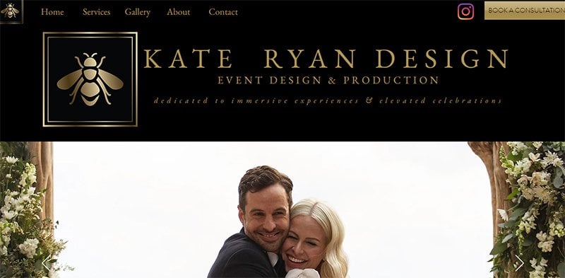 4. Kate Ryan Design - Wedding Planner Websites