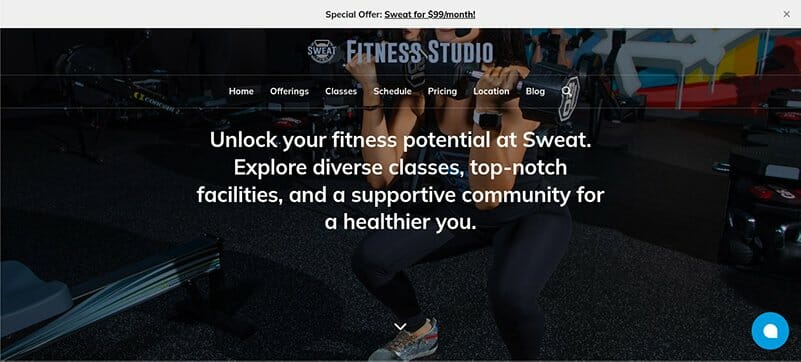 4. Sweat FXBG - Fitness Website Example
