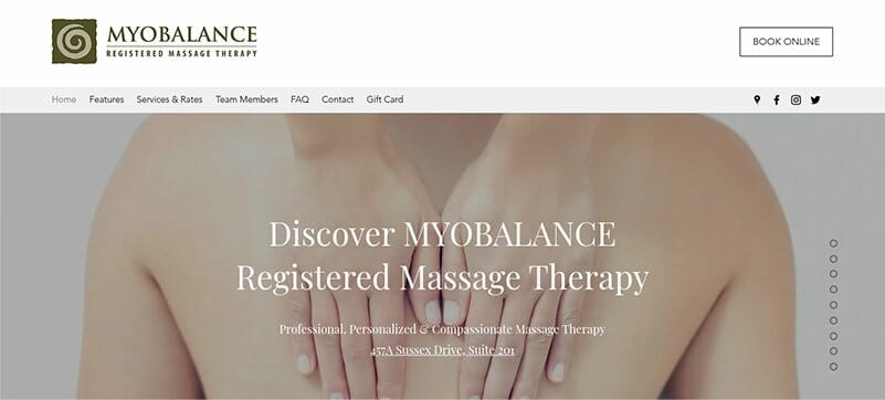 5. Myobalance - Therapist Website Example