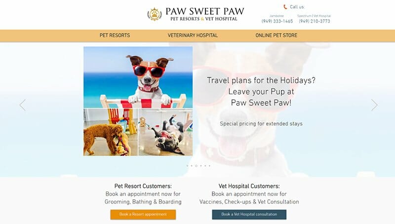 5. Paw Sweet Paw - Veterinary Websites Example