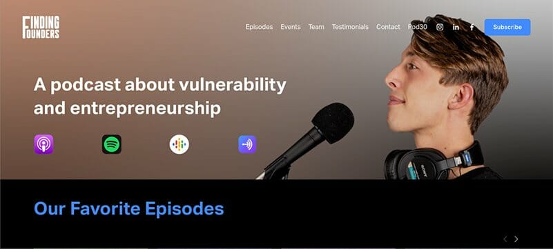 7. Finding Founders - Podcast Website Example