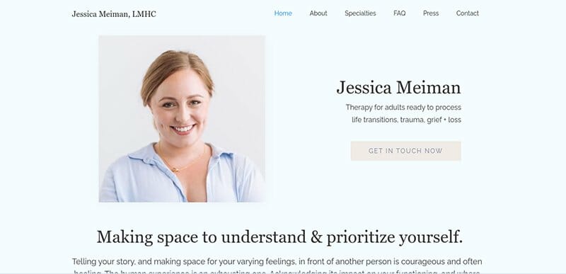 7. Jessica Meiman Psychotherapy - Therapist Website Example