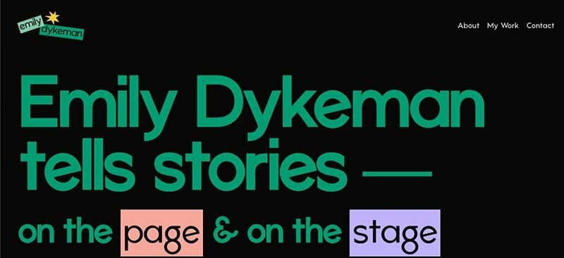 8. Emily Dykeman - Actor Website Example