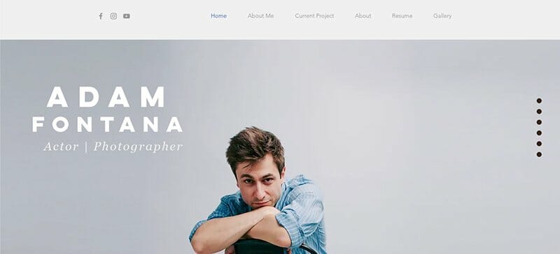 9. Adam Fontana - Actor Website Example