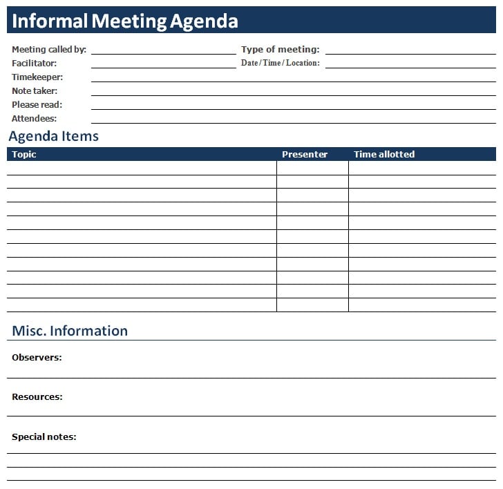 Informal Meeting Agenda