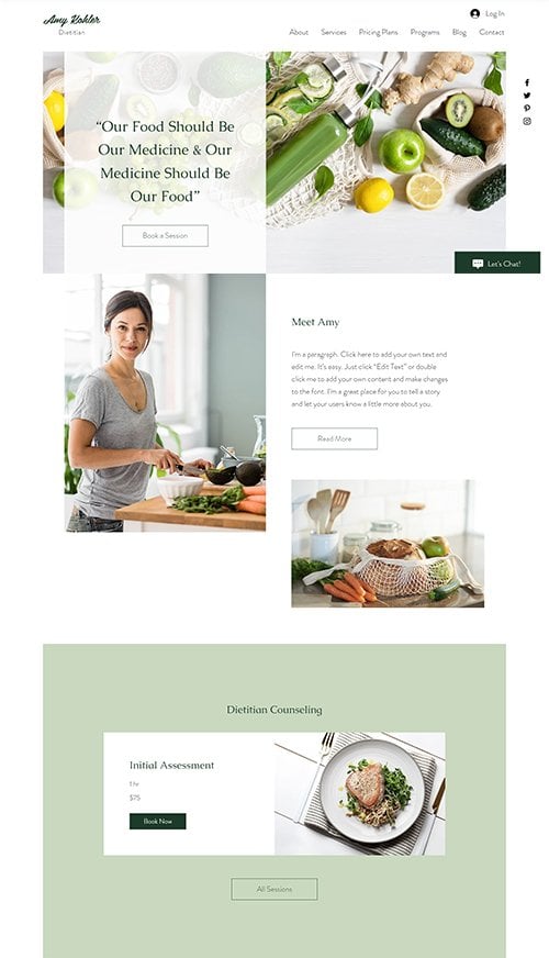Nutrition Website Templates