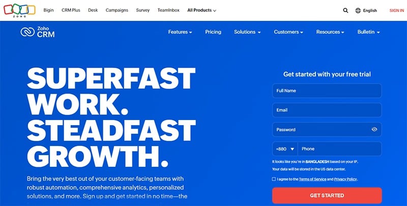 Zoho CRM - Superfast Work, Steadfast Growth