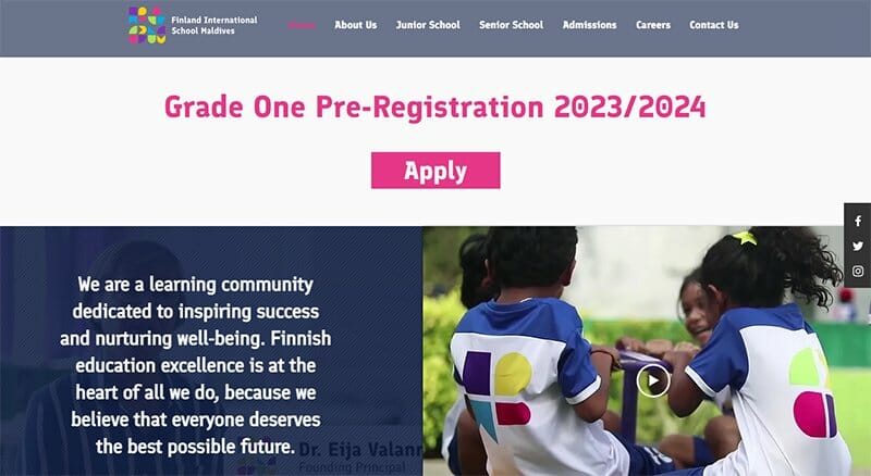 10. Finland International School Maldives - School Websites Design Example