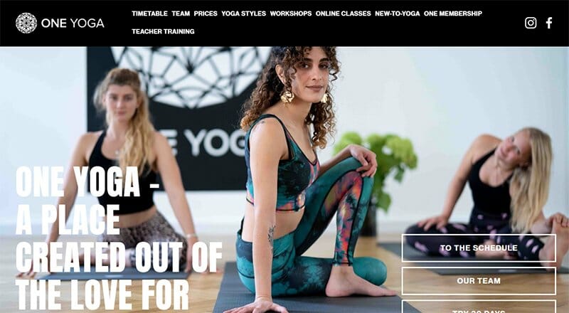 10. One Yoga - Yoga Website Example