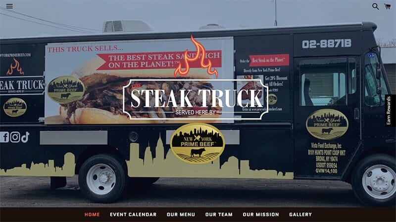 10. Steak Truck - Food Truck Website Example