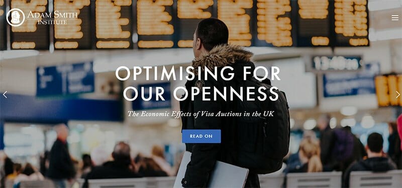 12. Adam Smith Institute - Charity Website Example