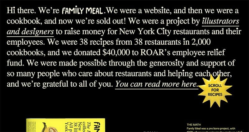 12. Family Meal - One-Page Website Example