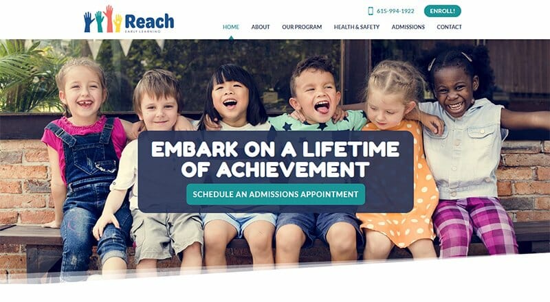 13. Reach Early Learning Center - School Websites Design Example
