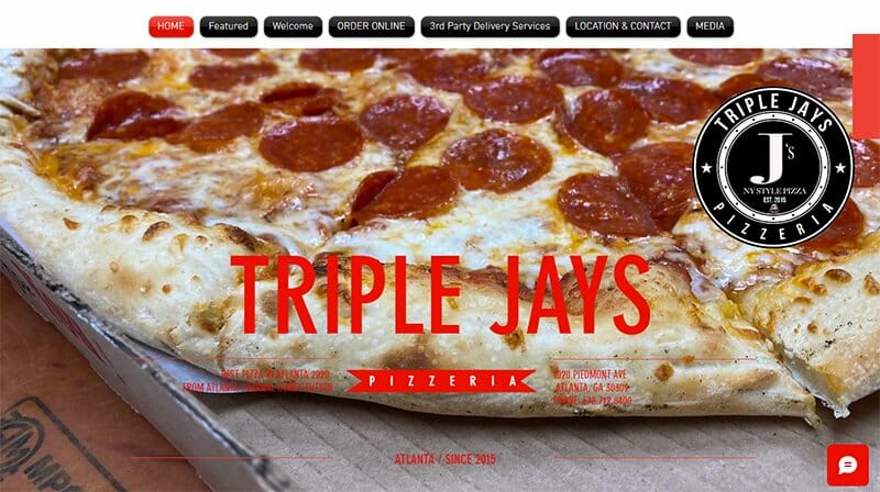 13. Triple Jay’s Pizza - Food Truck Website Example
