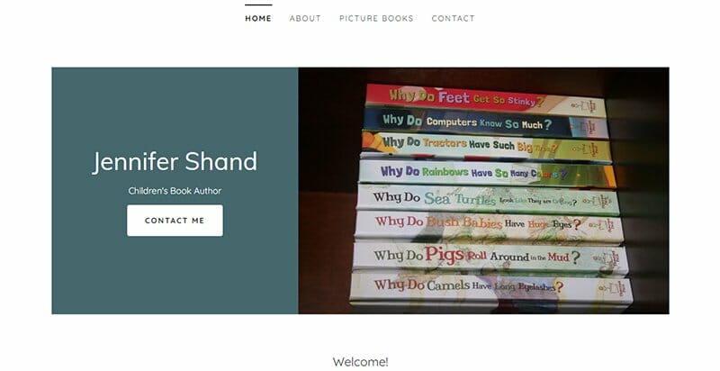 14. Jennifer Shand - Author Websites Example