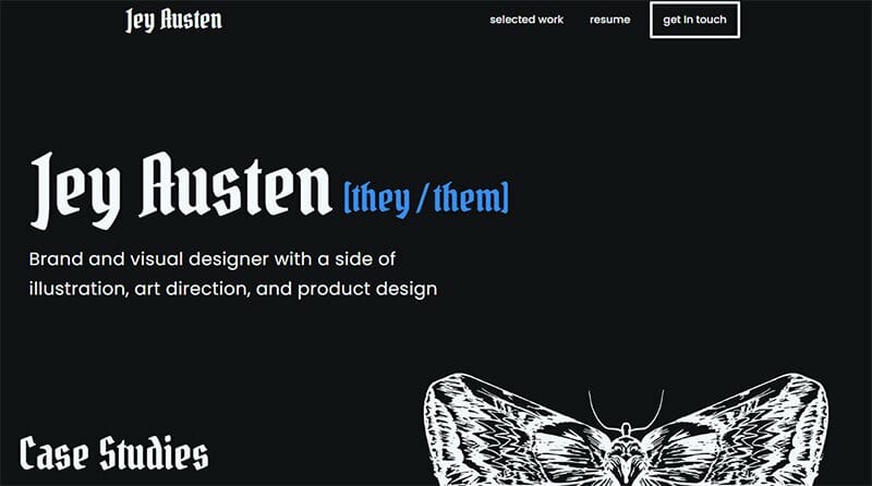 14. Jey Austen - Resume Website Example