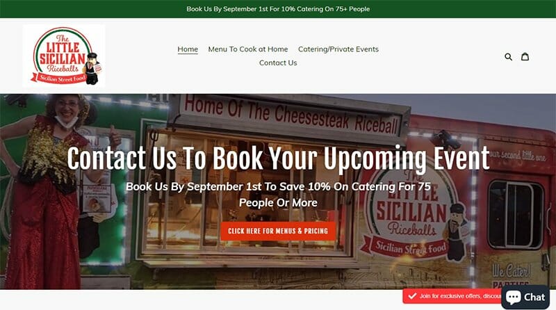 15. The Little Sicilian - Food Truck Website Example