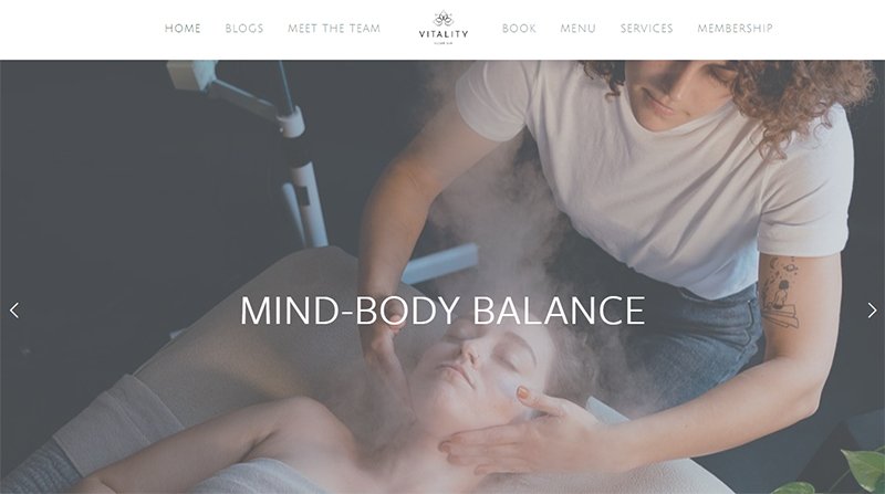 15. Vitality - Massage Therapist Website Example