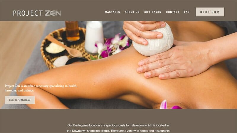 16. Project Zen - Massage Therapist Website Example