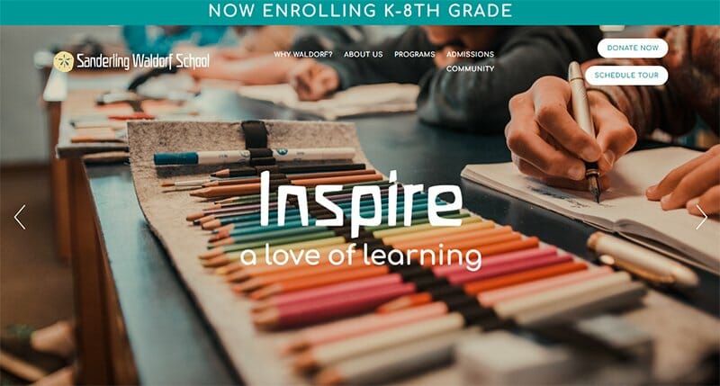 16. Sanderling Waldorf School - School Websites Design Example